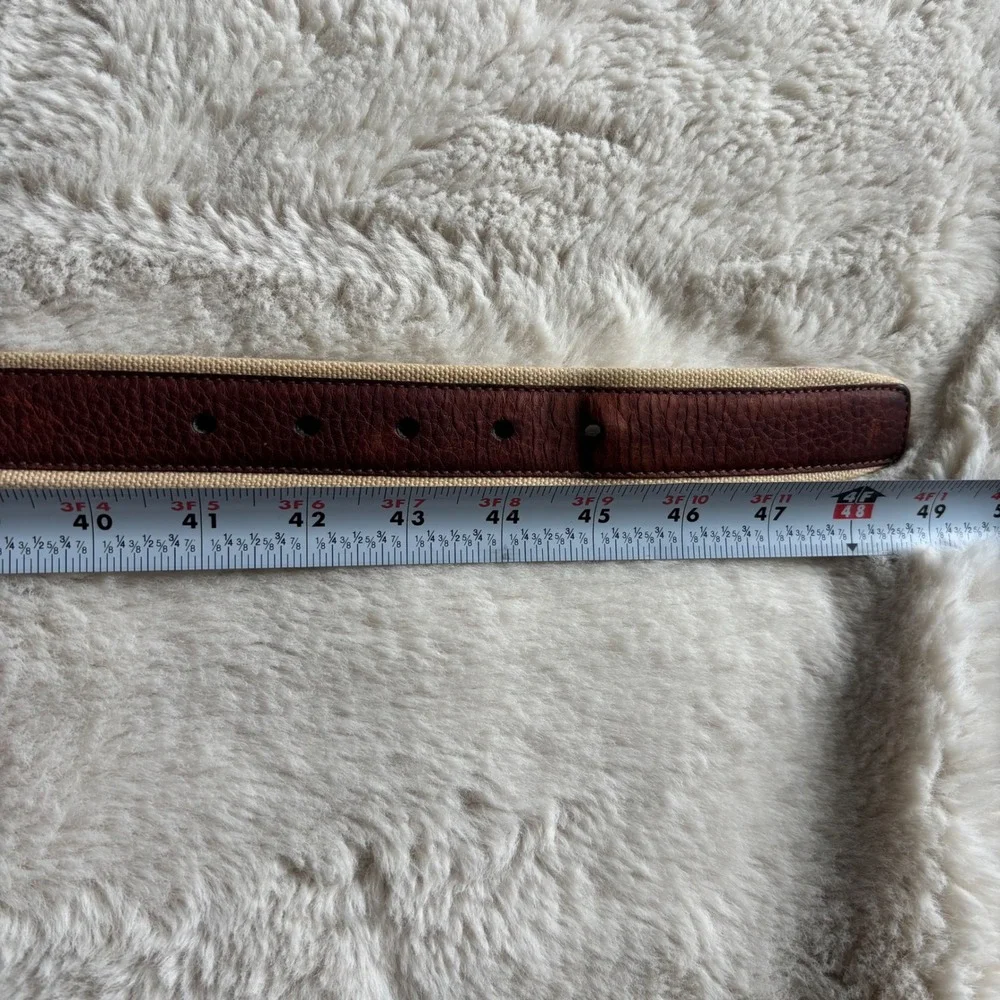 Concepts‎ by Claiborne Belt Mens 44 Brown Tan Canvas Leather Casual Excellent